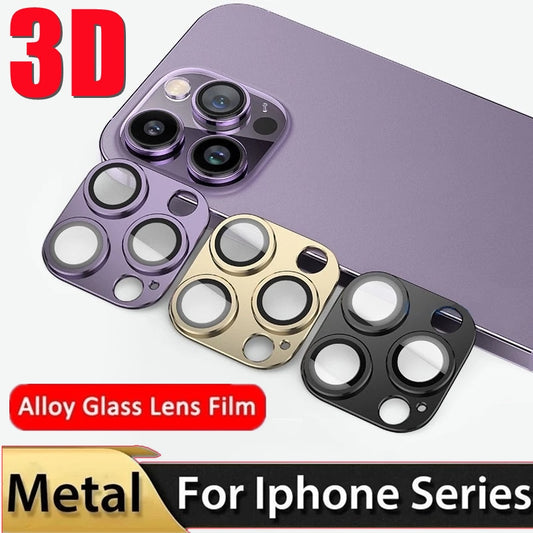 3D Metal Lens Protector Frame for IPhone 13 11 14 Pro Max Mini 14Plus Full Cover Camera Protector Glass for iPhone 11 12 PRO MAX