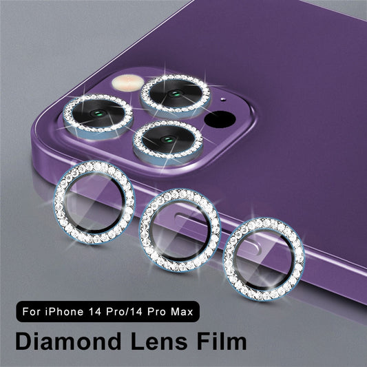 9D Rear Diamond Lens Protector For Iphone 14 Pro Max Camera Tempered Glass For Iphone 11 12 13 Pro Max MINI Ring Cover Case Film